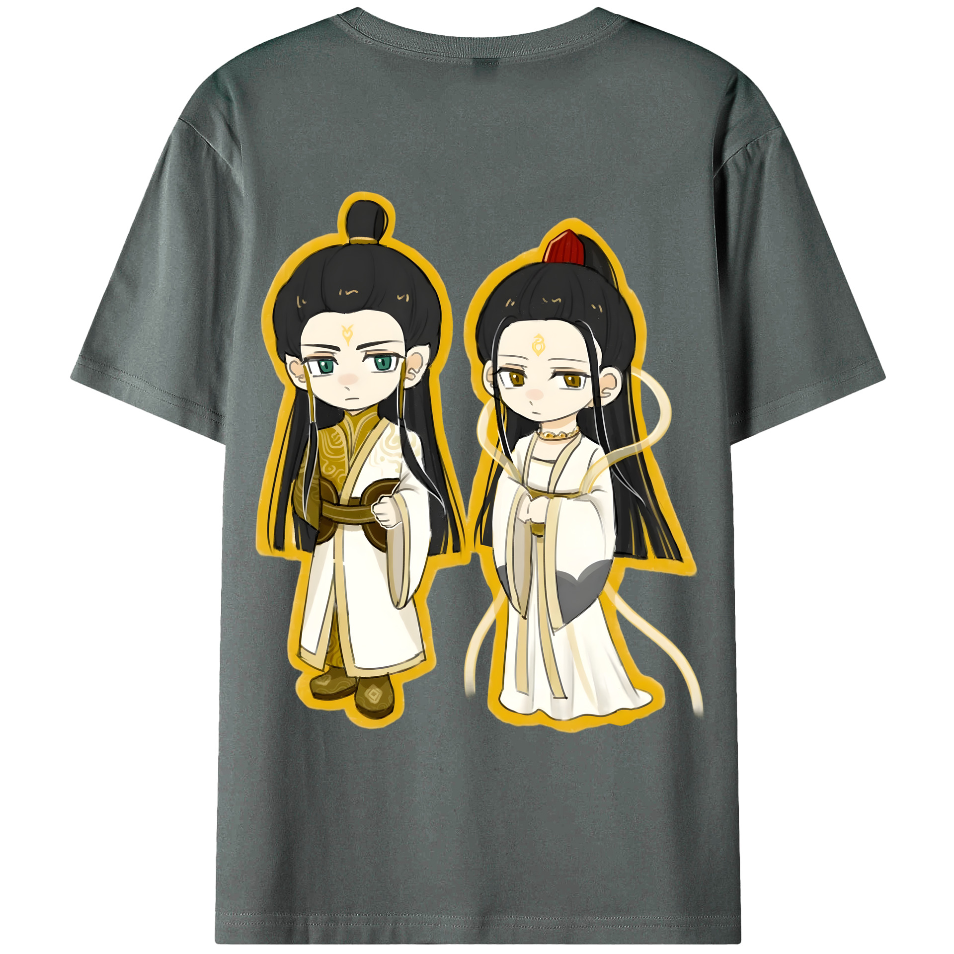 （画像用） Ne Zha 2 ナタ 魔童の大暴れ 綿100％ メンズ半袖Tシャツ（バックプリント） 通気性
